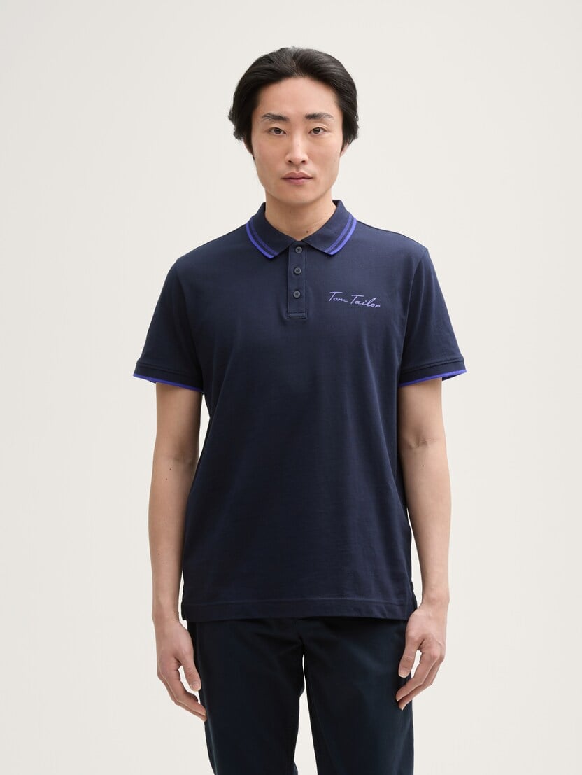 Polo cu imprimeu mic - Albastru-1046739-10668-16