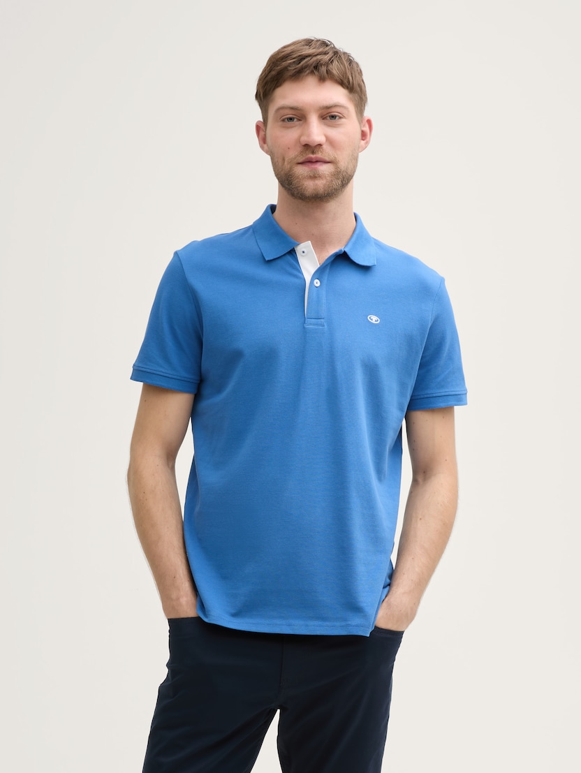  Tricou polo cu logo mic brodat - Albastru-1031006-11356-16