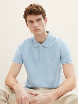 Tricou polo cu logo mic brodat - Albastru_261184