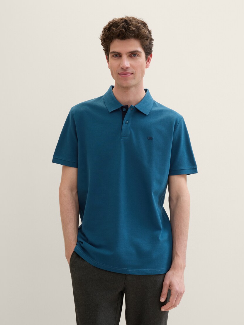 Tricou polo cu logo mic brodat - Albastru_3412024