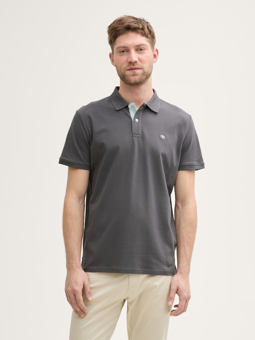Polo-majica s malim izvezenim logom - Siva-1027713-10307-14