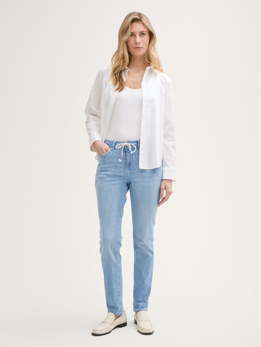 Blugi conici relaxaţi - Albastru_5898338
