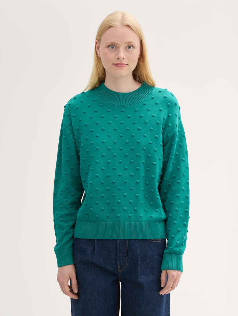  Pulover din tricot structurat - Verde-1043341-35914-16