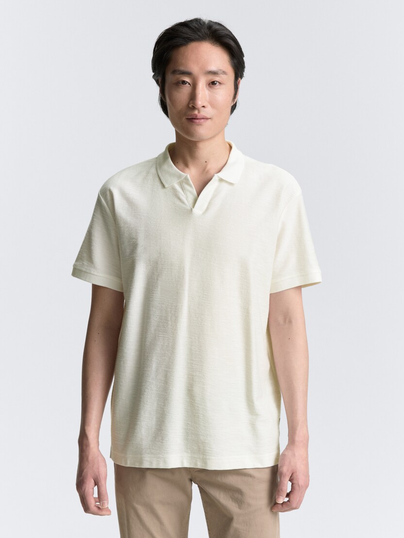 Tricou polo structurat - Alb_3083897