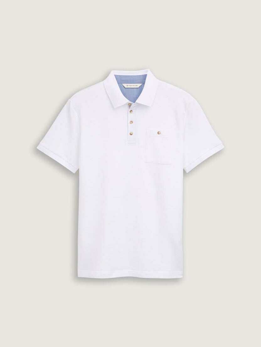 Tricou polo structurat - Alb-1048096-20000-16
