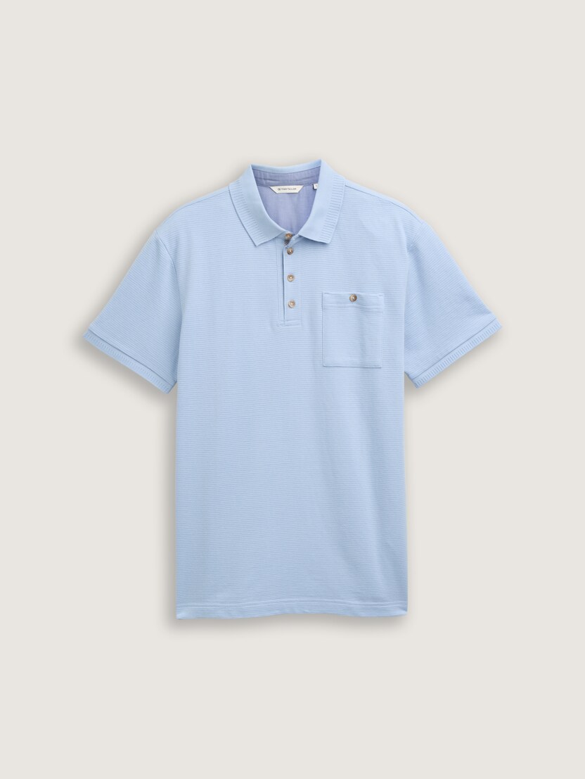 Tricou polo structurat - Albastru_5666043
