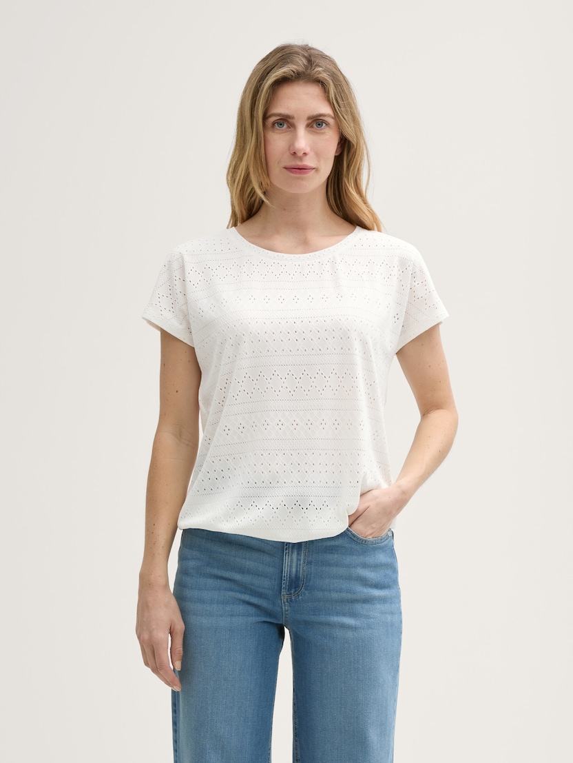 Majica od jacquard tkanine - Bijela_4699433